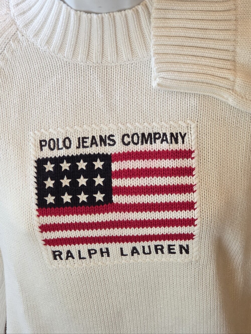Ralph Lauren Cream American Flag Knit Sweater - Picture 2 of 6